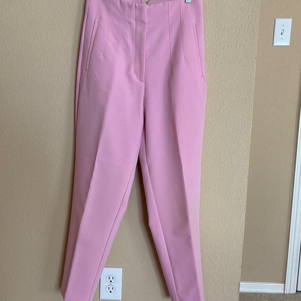 Zara Pink Trousers with Relaxed Fit and High Waist